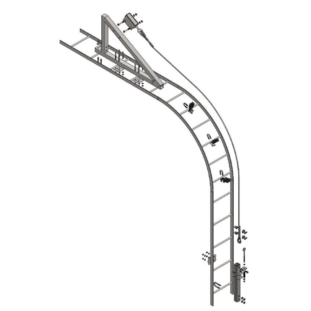 Tuf-Tug Water Tank Tower Cable Safe Climb System with Curved Ladder from GME Supply